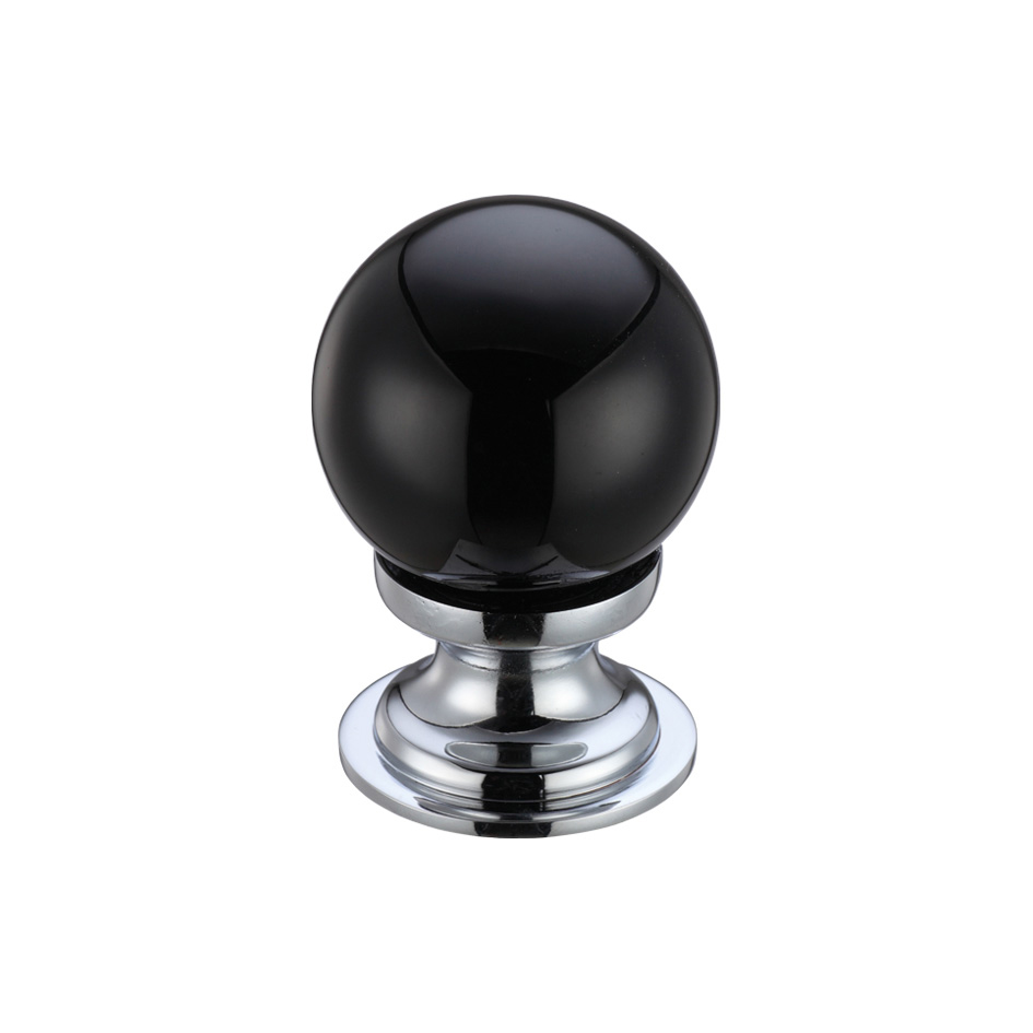 Glass Ball Cabinet Knob Plain Black 30mm Shaws Ironmongers Ltd